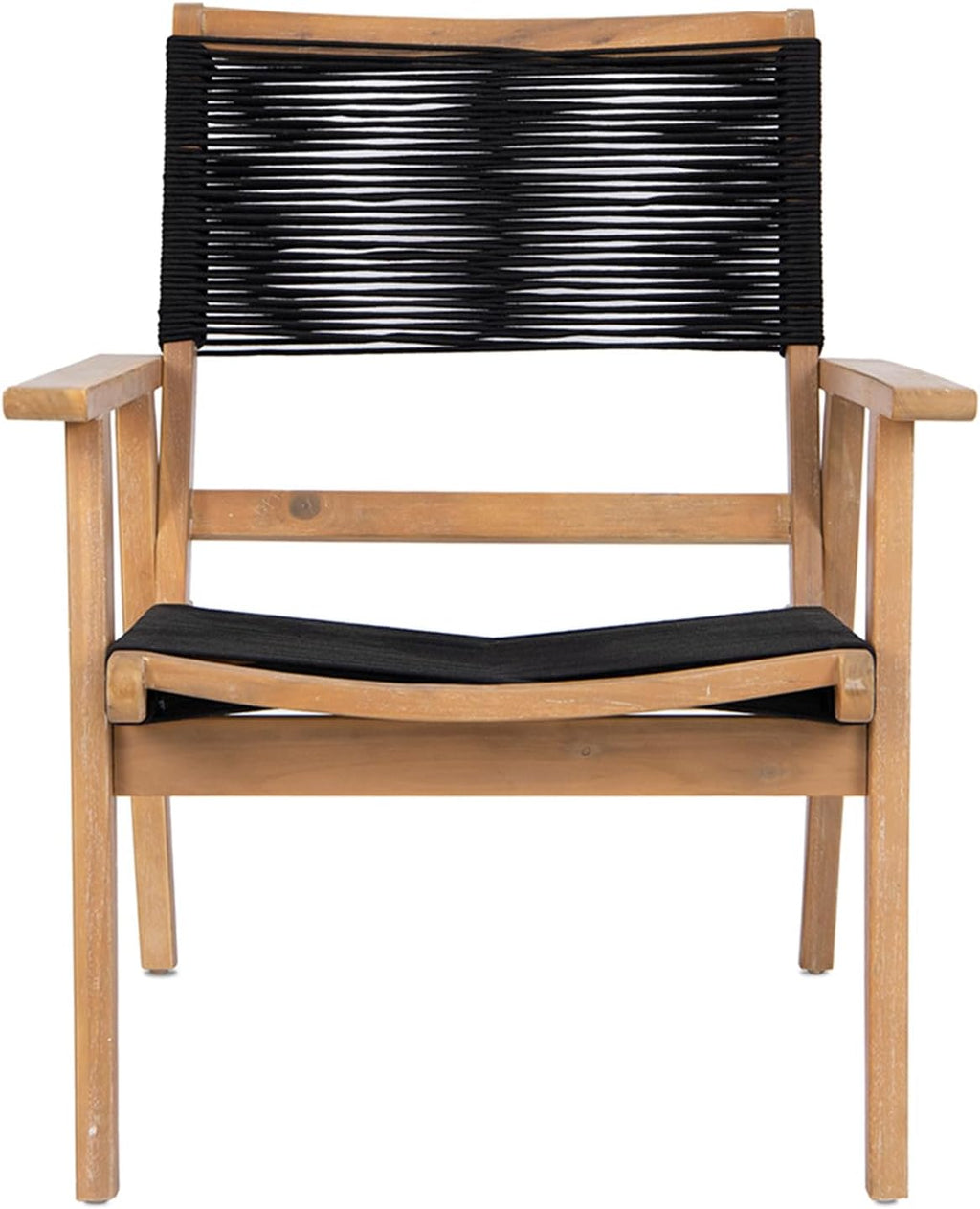 Outdoor Patio Chairs Set of 2 Black Rope Furniture Chairs 2-Person Outdoor Conversation Combination Armchairs for Backyard, Poolside, Garden, Living Room, Porch (Black+Brown-BB)