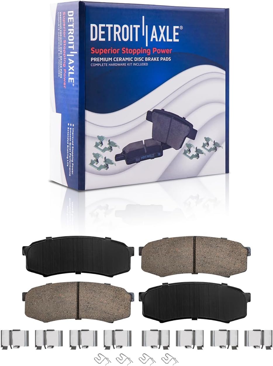 Detroit Axle - Brake Kit for 01-07 Toyota Sequoia - 2001 2002 2003 2004 2005 2006 2007 Drilled & Slotted Brakes Rotor Ceramic Brake Pads Front and Rear Replacement