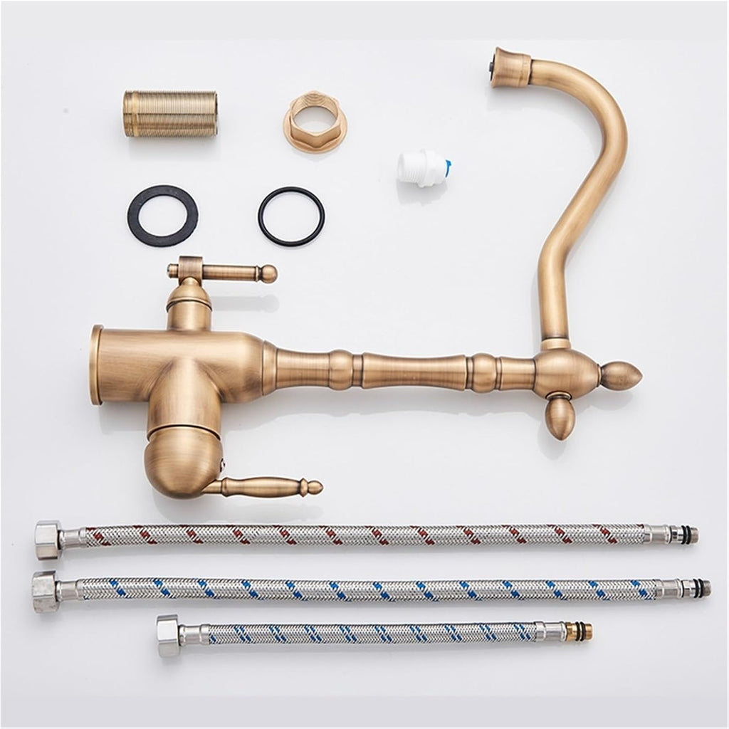 Antique Brass Filtered Kitchen Faucet Mixer Tap Hot Cold Water 360 Rotation Water Purification Water Crane Tap(Antique Brass)