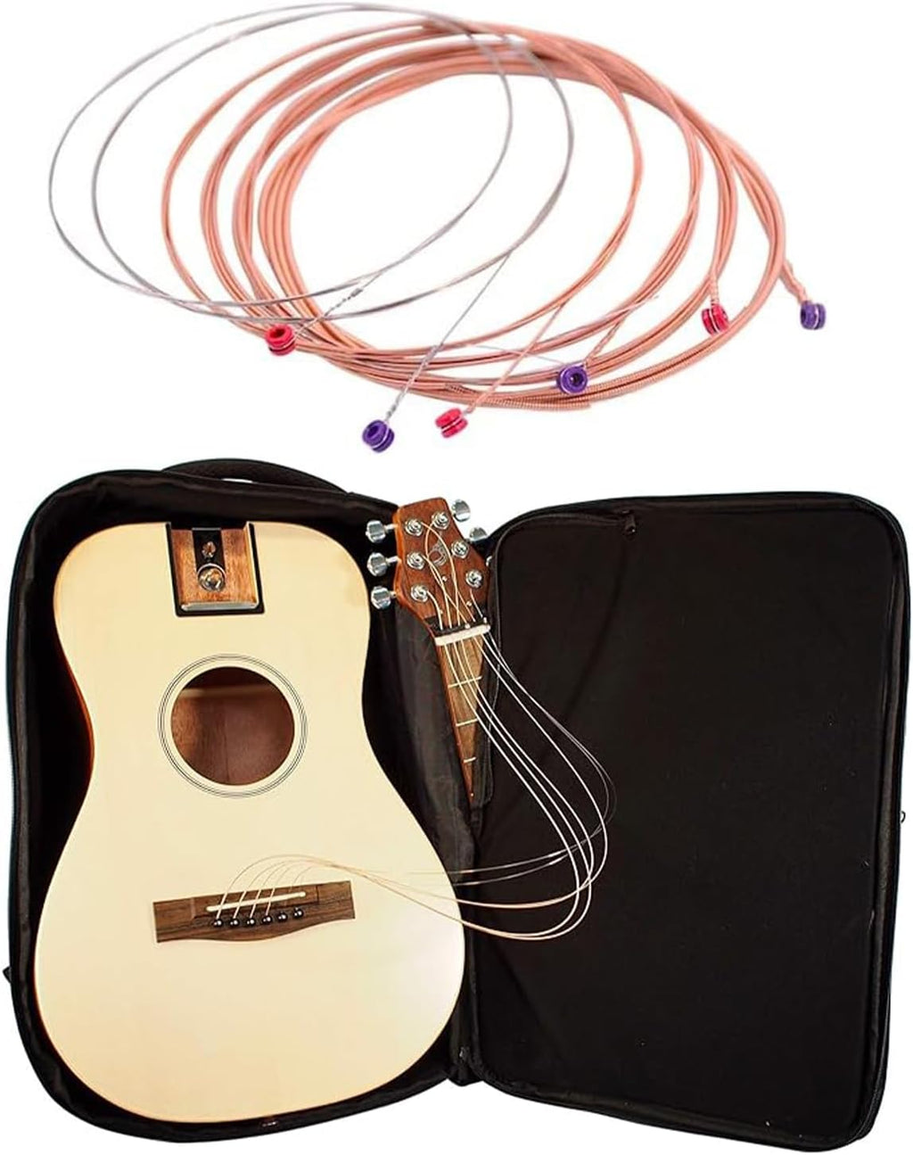 Journey Instruments Solid Sitka Travel Guitar – PJ410N Traveling Acoustic Guitar with Collapsible Patented System + JPBM-13 Phosphor Bronze Nano Coated, High Tensile Yield Wire
