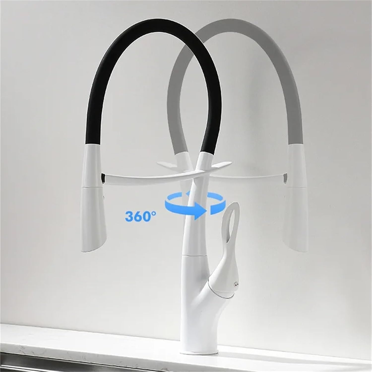 Kitchen Silicone Magnetic Suction Faucet Single Hole Single Handle Cold and Hot Double Control Basin Faucet(Gray)