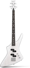 Leo Jaymz Monster 4-String Bass Guitar - Dual PB-Style Pickups, Solid Ash Body, Ebony Fingerboard, Transparent White Gloss