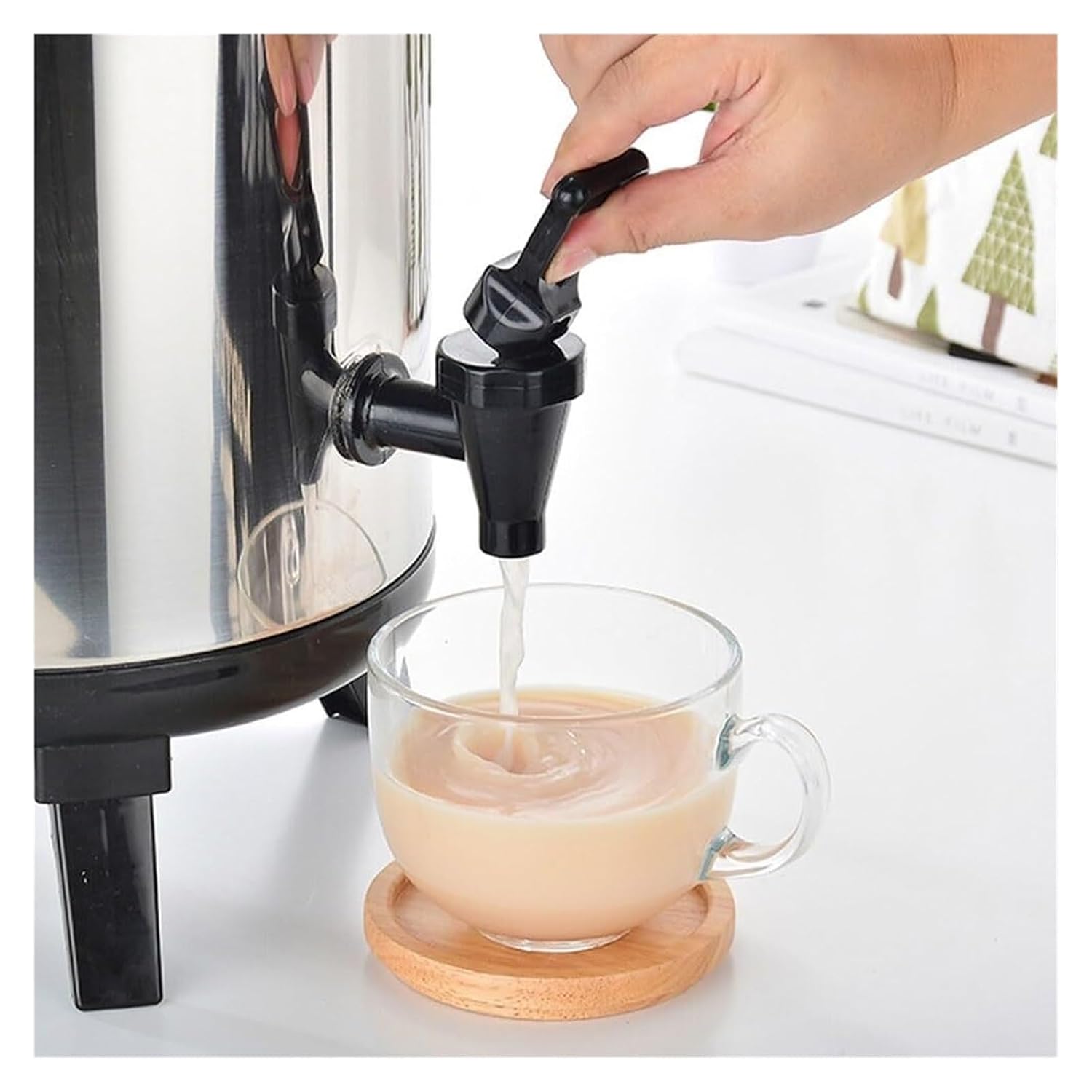 Commercial Hot Water Dispenser, 6-12L Insulated Stainless Steel Water Urn with Faucet, Portable Heat Retention Barrel for Coffee, Tea, Milk Tea, Office, Cafe, Events