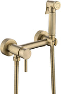 Handheld Bidet Sprayer for Toilet Brass Bathroom Cloth Diaper Set with Cold and Hot Water, Wall Mounted Kit for Feminine Hygiene,Brushed Gold(Brushed Gold)