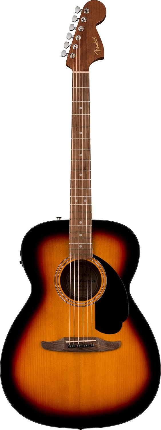 Fender California Standard Monterey E Acoustic-Electric Guitar - 3-Color Sunburst Bundle with Case, Tuner, Strap, Strings, String Winder, Picks, and Austin Bazaar Instructional DVD