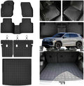 Floor Mats for 2025 2026 Volkswagen Tiguan & Cargo Liners & Backrest Mat,TPE All Weather Protection 1st & 2nd Row Floor Liners with Trunk Mat Covering The Backrest Accessories