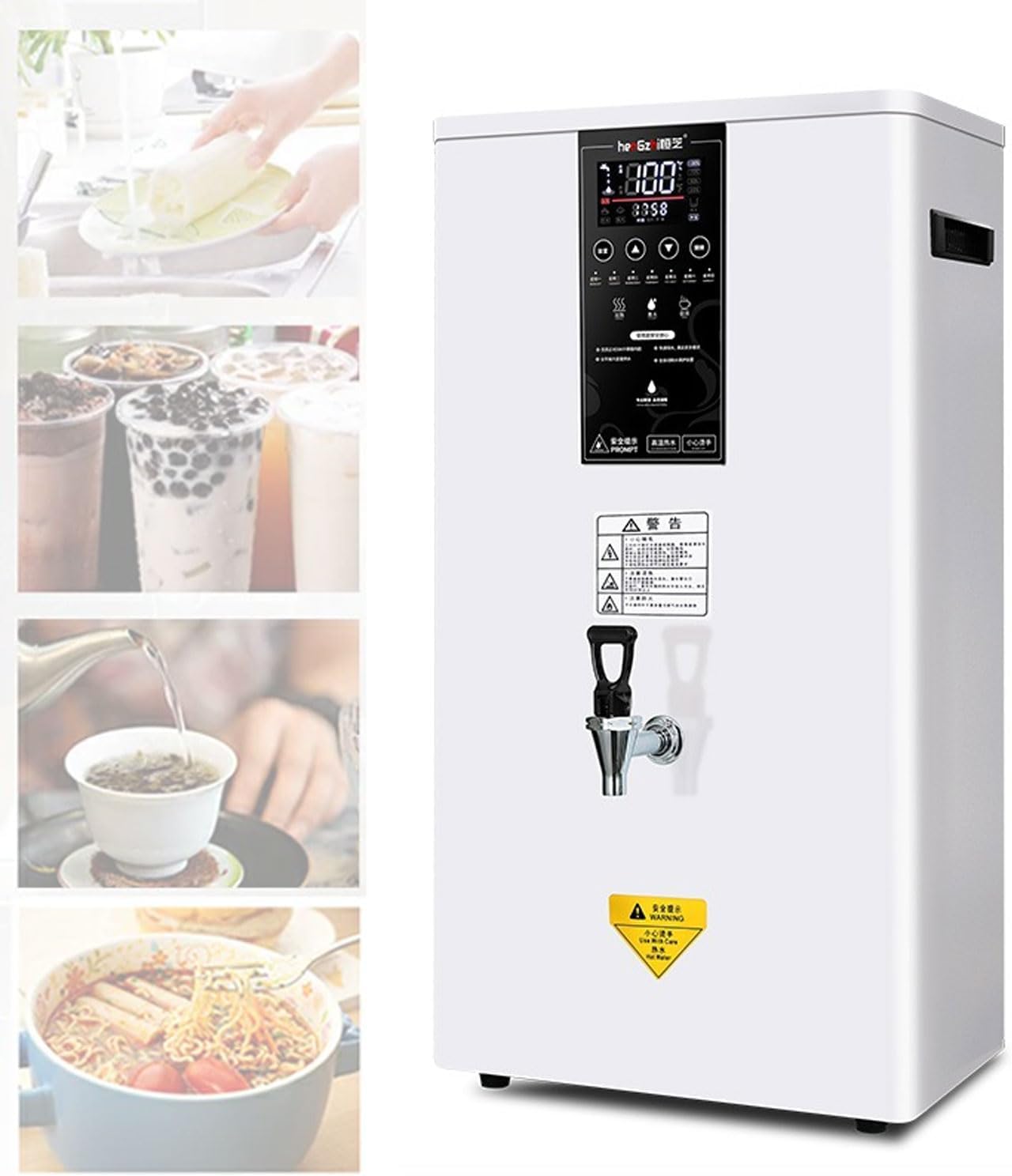 Commercial Hot Water Dispenser, 80L/H Wall-Mounted Automatic Hot Water Pot with LCD Display, 3000W Stainless Steel Multifunctional Drinking Water Equipment for Restaurants, Coffee Shops, Bars