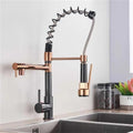 Kitchen Spring Faucet Pull Down Pull Out Dual Spouts 360 Rotation Cold and Hot Water Single Handle Mixer Tap(Chrome)