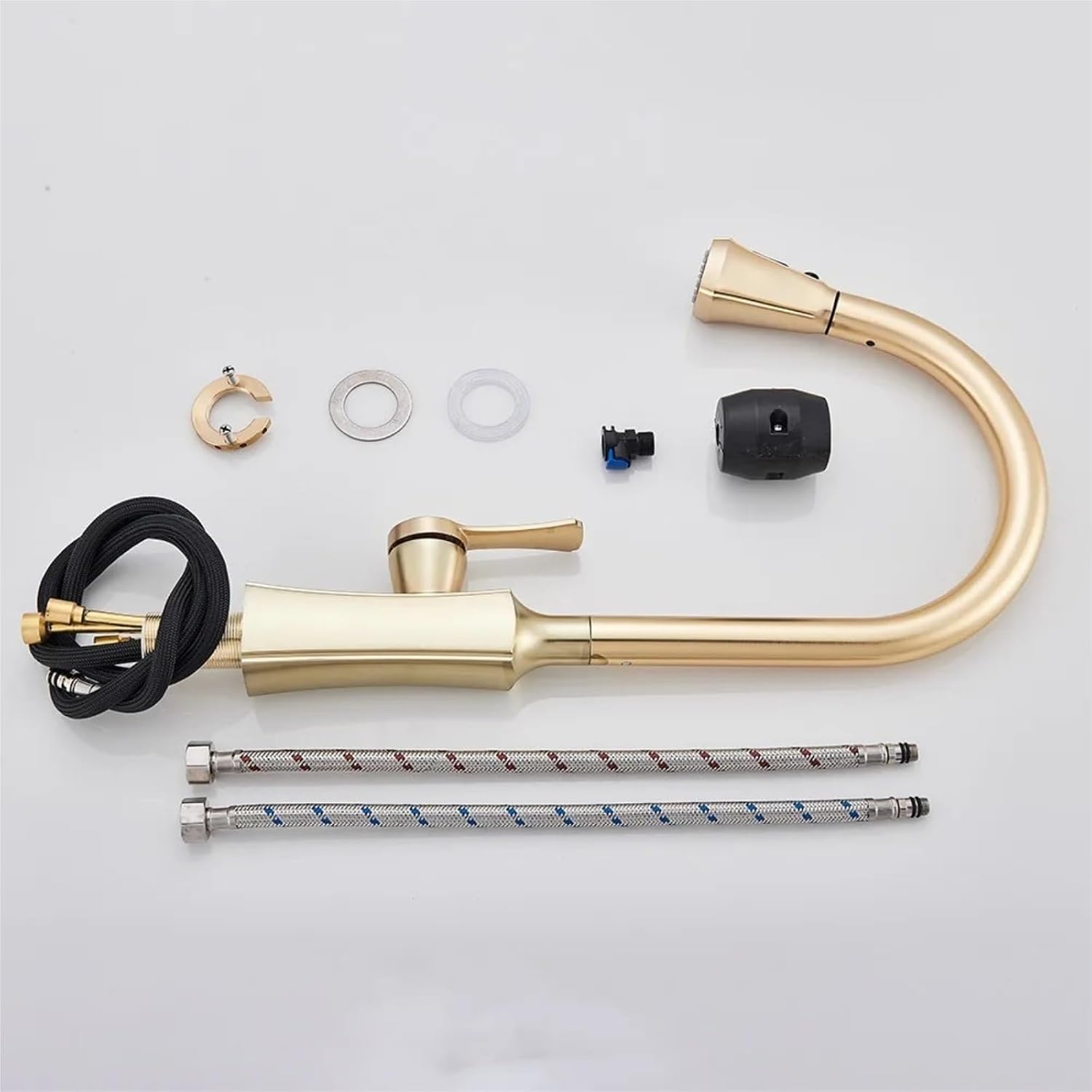 Kitchen Faucet Single Handle Hand-Out Single Hole Hot and Cold Faucet Tap(Brushed Nickel)