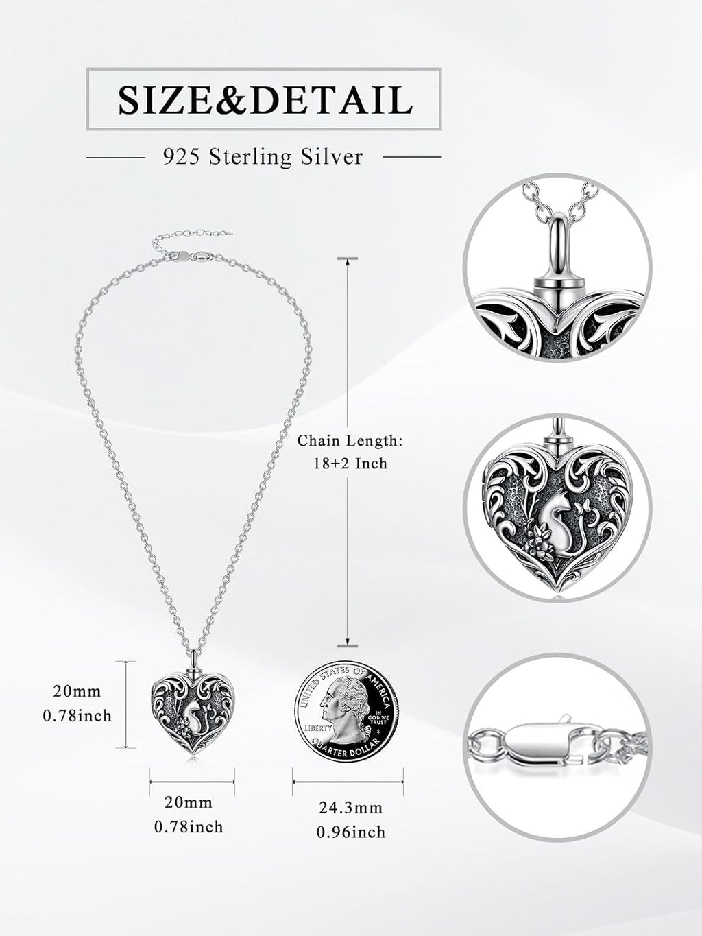 Dorunmo Personalized Heart Urn Locket Necklace for Ashes and Pictures 925 Sterling Silver Customized Locket Memorial Keepsake Cremation Jewelry for Ashes for Women Men Keep Someone Near to You