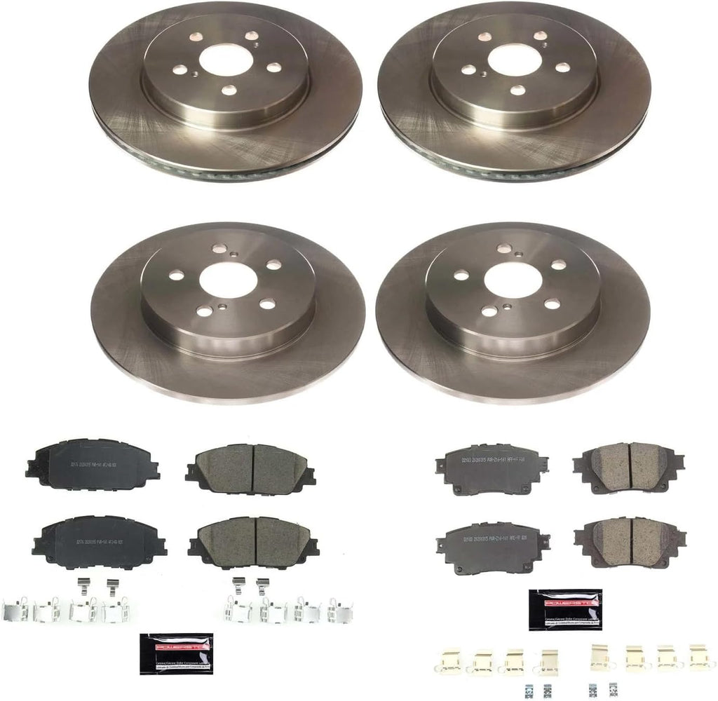 PowerStop Front and Rear Brake Kit for Toyota Corolla 2019-24 - Z17 Ceramic Brake Pads & Disc Rotors Replacement, KOE8362