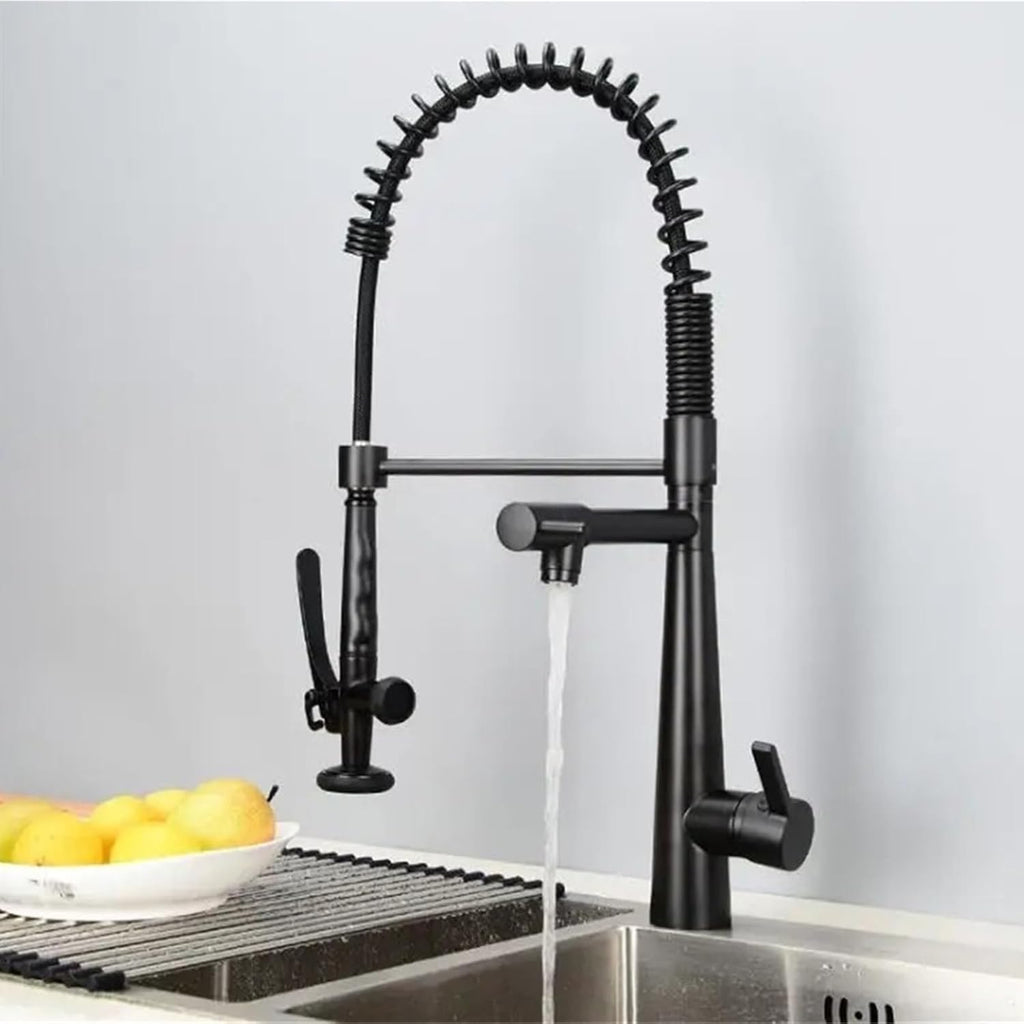 Kitchen Faucet Multifunctional Pull Out 360 Degree Rotating Kitchen Faucet Hot and Cold(Black)