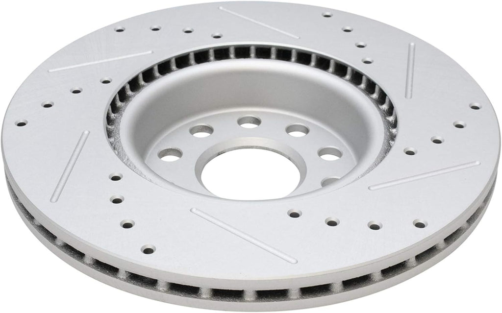 TRQ Performance Front Brake Pad and Rotor Set Ceramic Coated Drilled Slotted Vented Rotors Compatible with 2012-2020 Volkswagen Passat 2009-2018 Tiguan 2018 Tiguan Limited 2015-2018 Audi Q3 Q3 Quattro