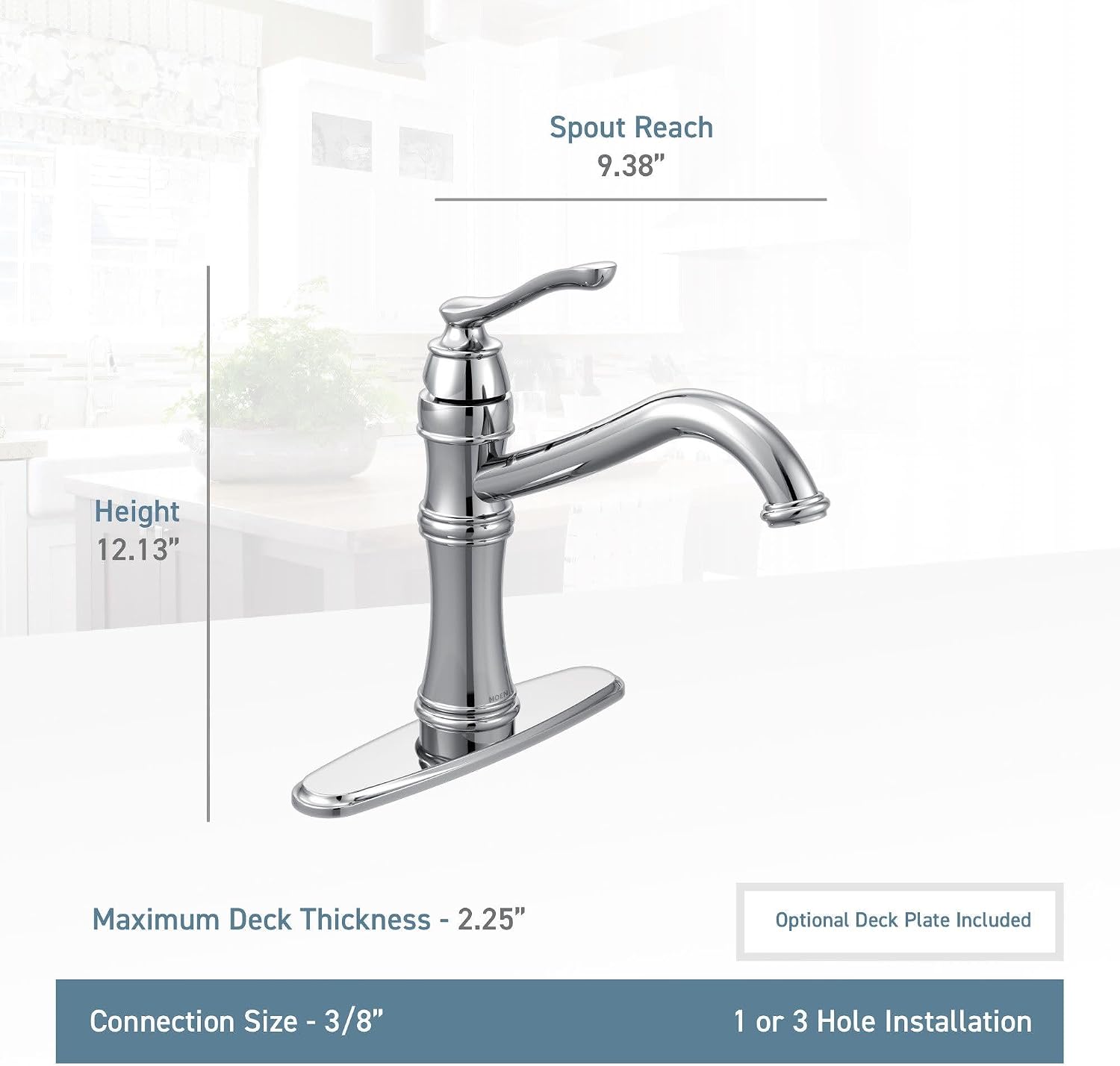 Moen 7240SRS Belfield Traditional One Handle High Arc Kitchen Faucet with Optional Deckplate Included, Spot Resist Stainless