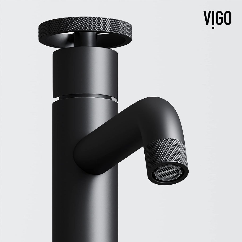 VIGO Cass Single-Handle Single-Hole Mount Vessel Bathroom Sink Faucet, 12-Inch, Matte Black, Modern Design, Solid Brass, 1.2 GPM WaterSense & Ceramic Disc Valve, Corrosion-Resistant