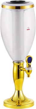 Beer Dispenser Tabletop Beer Dispenser Gold Beverage Dispenser, 1.5L/ 3L Beer Tower with Faucet, Lights and Ice Tube, Perfect for Bar Party Restaurant KTV Restaurant (3L)