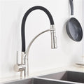 Pull Down Kitchen Faucet with Black Hose Deck Mounted Hot and Cold Water Mixer Sink Tap Swivel Kitchen Tap(Matte Black Chrome)