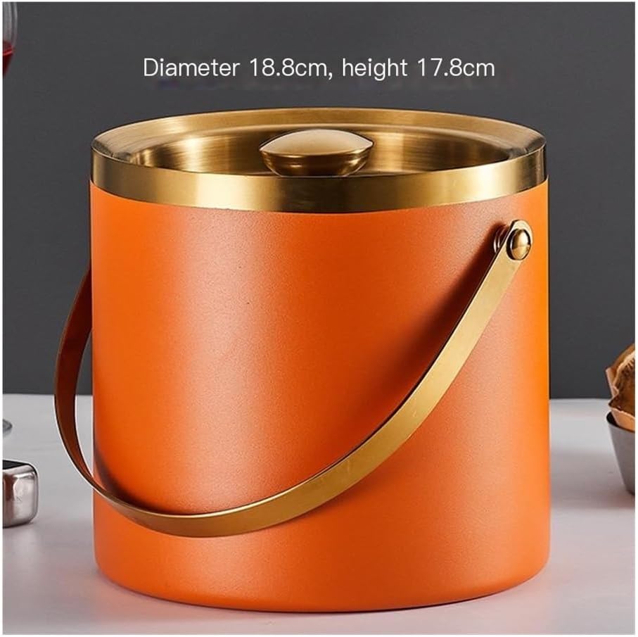 Ice Bucket, 3L Stainless Steel Ice Bucket, Double Insulated and Cooled Ice Bucket Ice Buckets for Parties(Green)