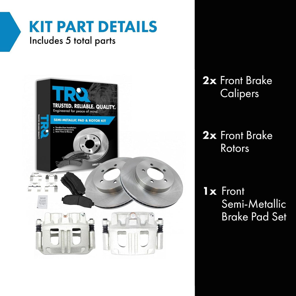 TRQ Front Brake Pad and Rotor Set Semi Metallic Vented Rotors Calipers Compatible with 2002-2005 Ford Explorer 2002-2005 Mercury Mountaineer
