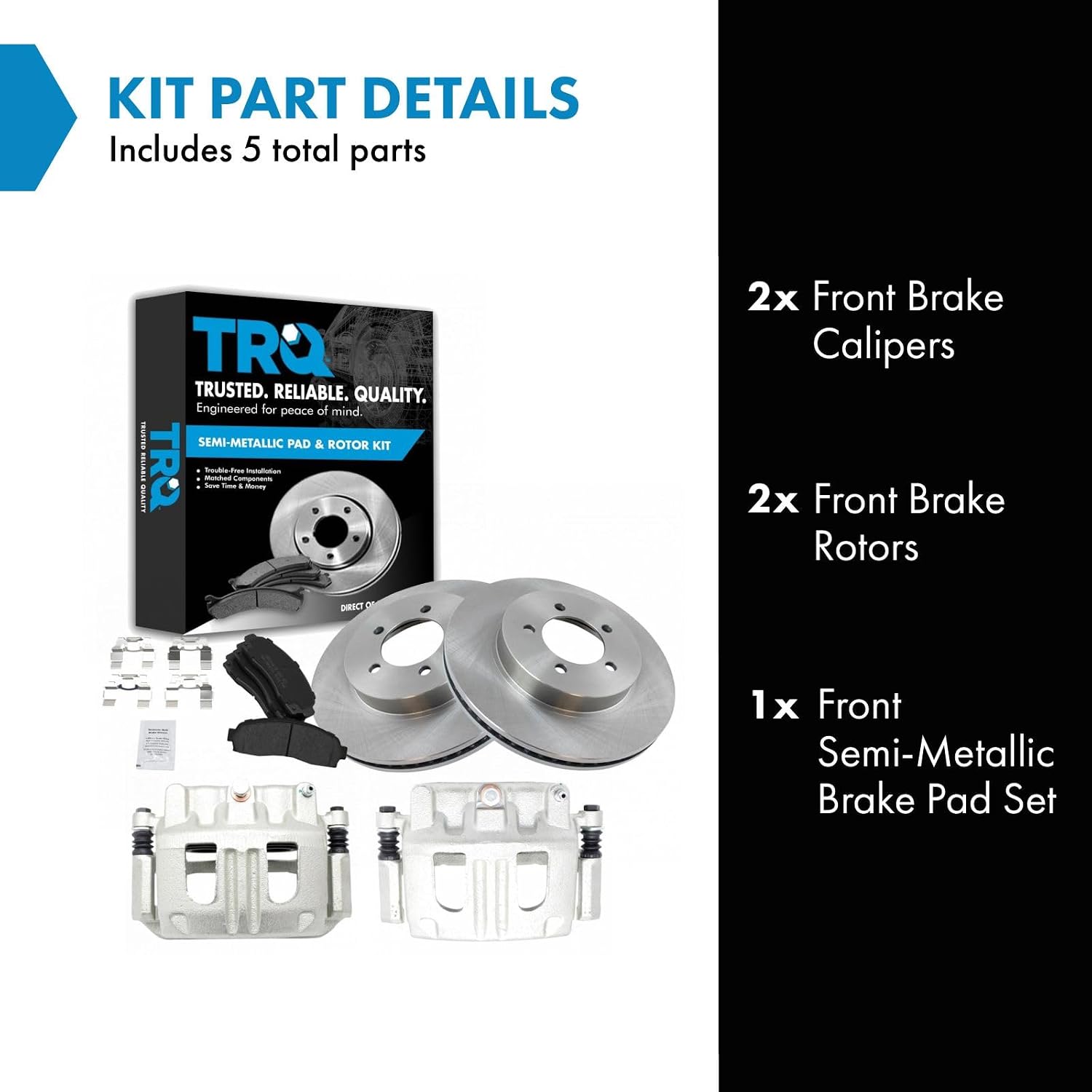 TRQ Front Brake Pad and Rotor Set Semi Metallic Vented Rotors Calipers Compatible with 2002-2005 Ford Explorer 2002-2005 Mercury Mountaineer