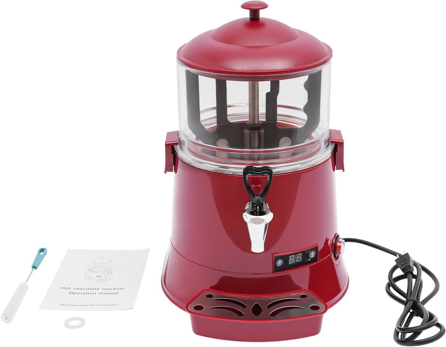 5L Commercial Hot Chocolate Maker Machine Chocolate Dispenser Warmer With Faucet 400W 110V Hot Beverage Warmer for Heating Chocolate Coffee Milk(5L-Black)