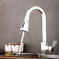Kitchen Faucets Copper 360 Rotate Pull Out Tap Kitchen Faucet Button Switch Cold Hot Water Sink Mixer Taps(Chrome,Hose Size 9-16)