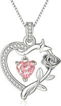 HeartMelody Heart Necklaces for Women Gold,14k 18K White Gold Plated Dainty Rose Butterfly Necklace with Garnet Birthstone Pendant Necklace Everyday Jewelry Birthday Christmas Gifts for Women Mom Her