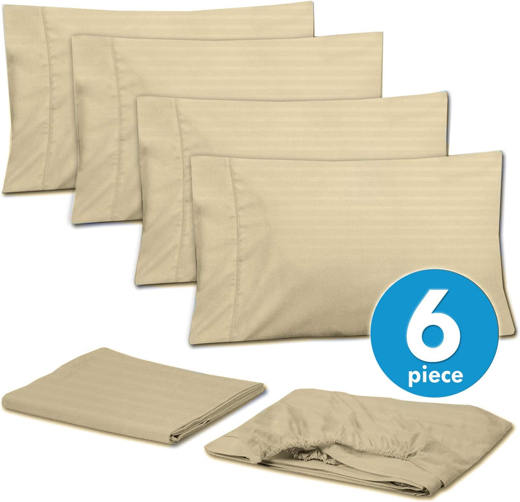 Sweet Home Collection Cal King Size Bed Sheets - 6 Piece 1500 Thread Count Fine Brushed Microfiber Deep Pocket Set - Extra Pillow Cases, Great Value (Pack of 6, 36 Count Total)
