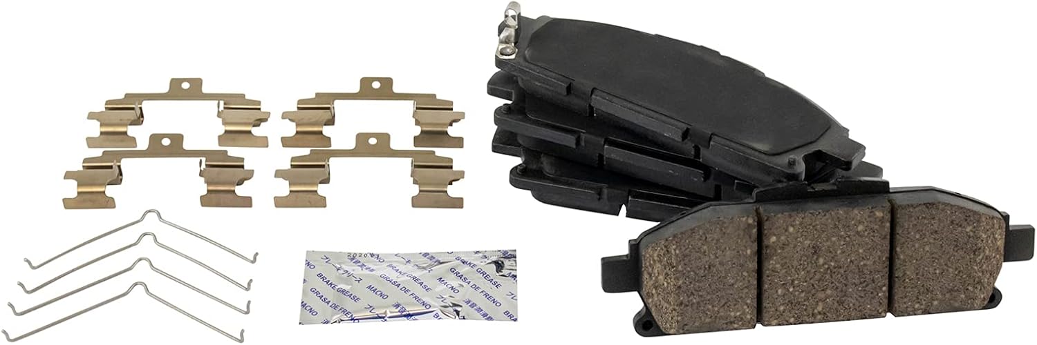 TRQ Performance Front Brake Pad and Rotor Set Ceramic Coated Drilled Slotted Vented Rotors Compatible with 2011-2017 Nissan Quest