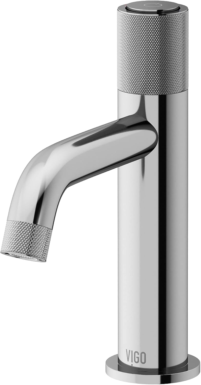 VIGO Apollo Single-Handle Single-Hole Mount Bathroom Sink Faucet, 8-Inch, Chrome, Modern Design, Solid Brass, 1.2 GPM WaterSense & Ceramic Disc Valve, Corrosion-Resistant