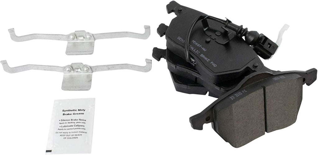 TRQ Front Brake Pad and Rotor Set Semi Metallic Vented Rotors Calipers Compatible with 2005 Volkswagen Jetta