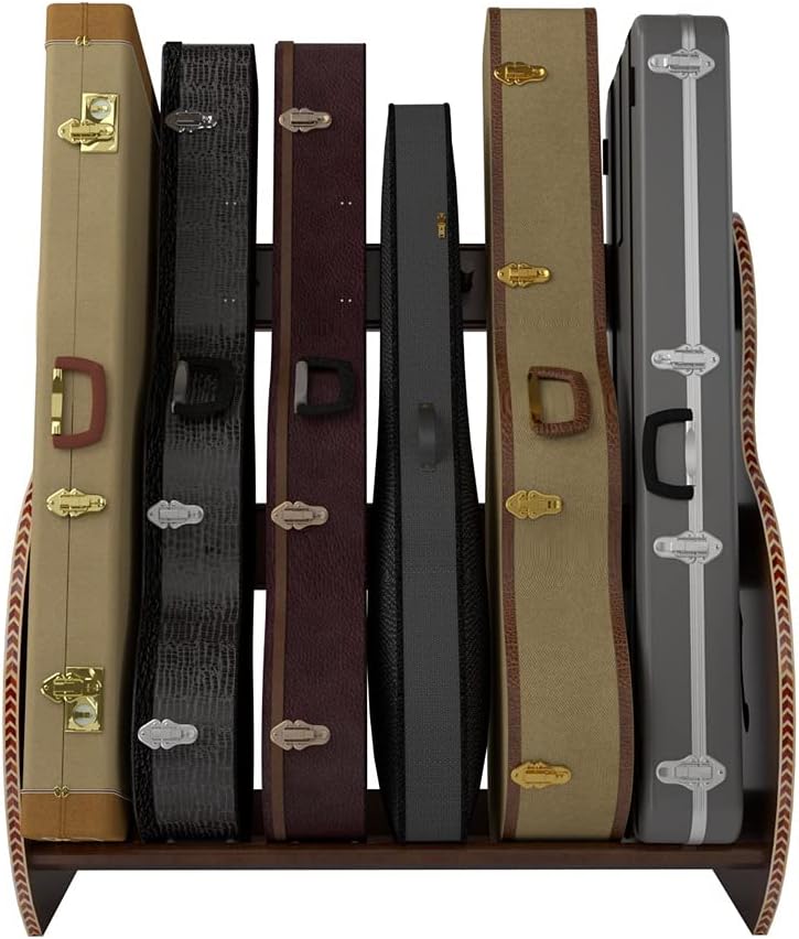 A&S Crafted Products Guitar Case Rack for Acoustics & Electrics - The Studio Deluxe (Regular) | Walnut | Made in U.S.A.