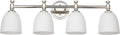 Bathroom Vanity Light, 4-Light Bathroom Light Fixtures Over Mirror, Traditional Vanity Lights for Living Room, Milk White Bell Glass Shades, Standard E26 Base, Polished Nickel
