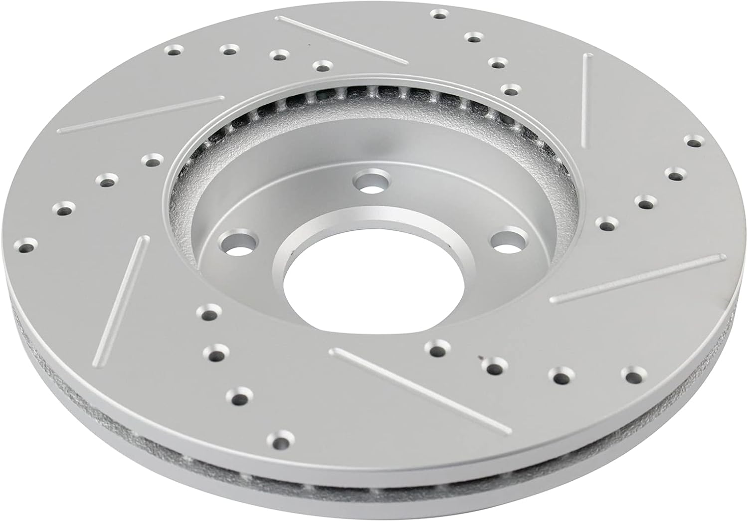 TRQ Performance Front Brake Pad and Rotor Set Ceramic Coated Drilled Slotted Compatible with 2004-2013 Mazda 3