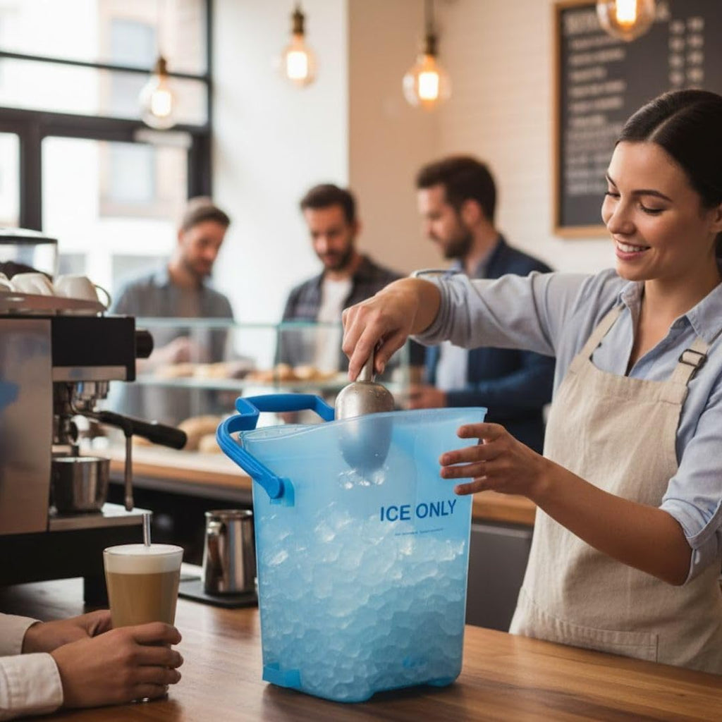 Soro Essentials- 6 Gallon Light Duty Ice Tote Bucket Blue Color Polypropylene- Commercial Ice Bucket for Parties Ice Pail with Handle Comfortable Carry Handle Great for Home Bar Chilling