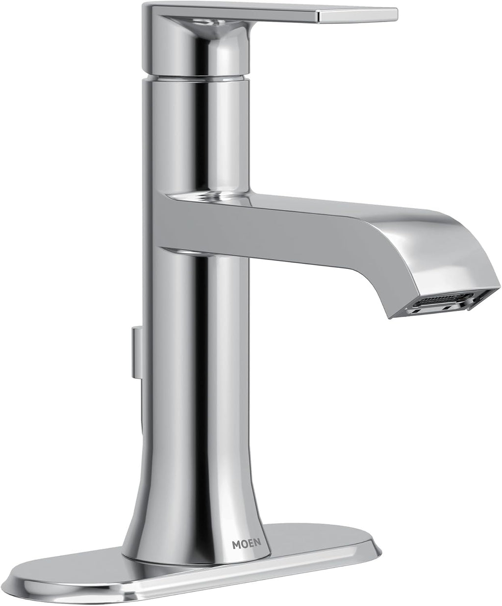 Moen 6706 Genta LX One-Handle Modern Bathroom Sink Faucet, Chrome, Single Hole with Optional Deckplate, Includes Pop-Up Drain