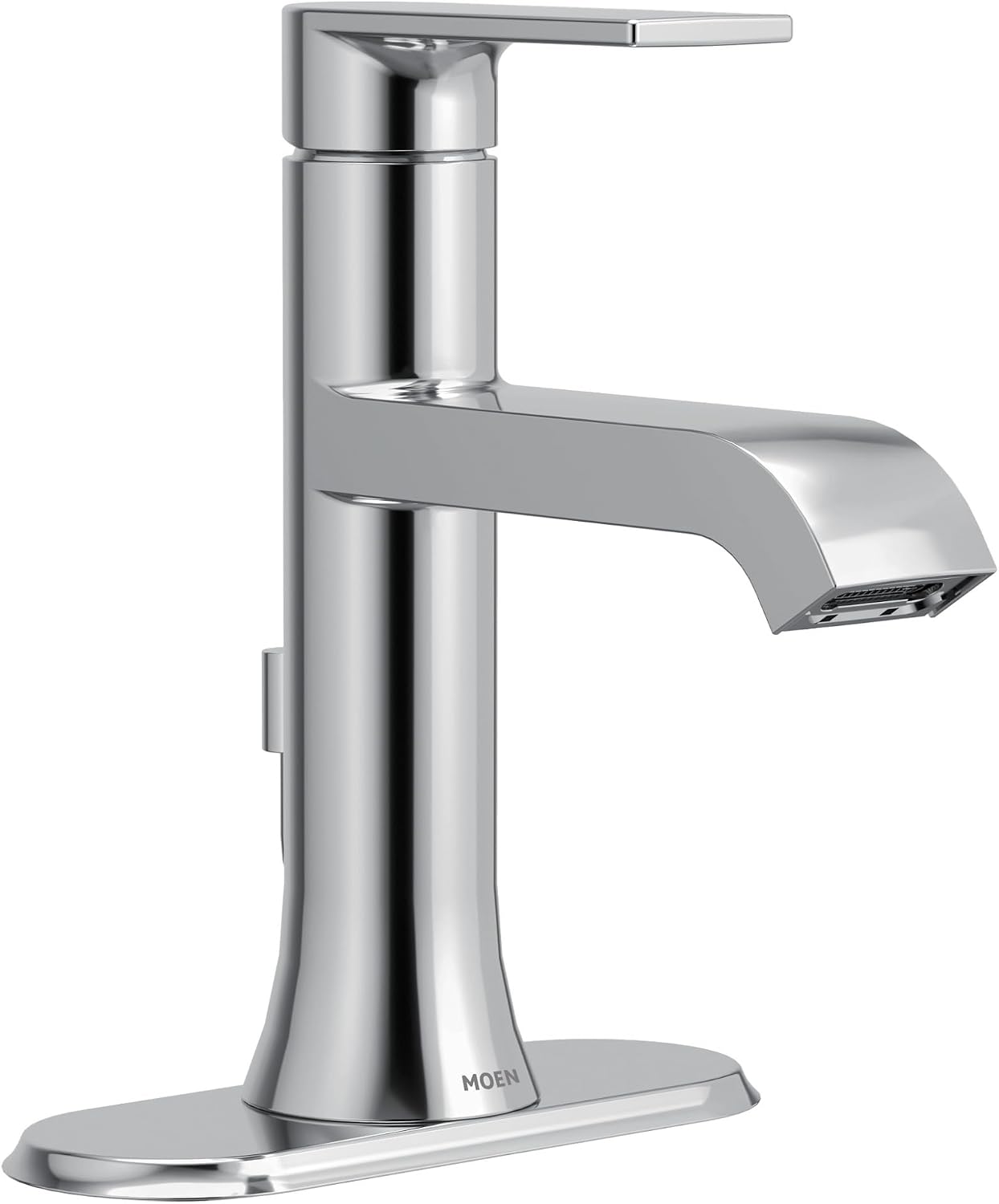 Moen 6706 Genta LX One-Handle Modern Bathroom Sink Faucet, Chrome, Single Hole with Optional Deckplate, Includes Pop-Up Drain