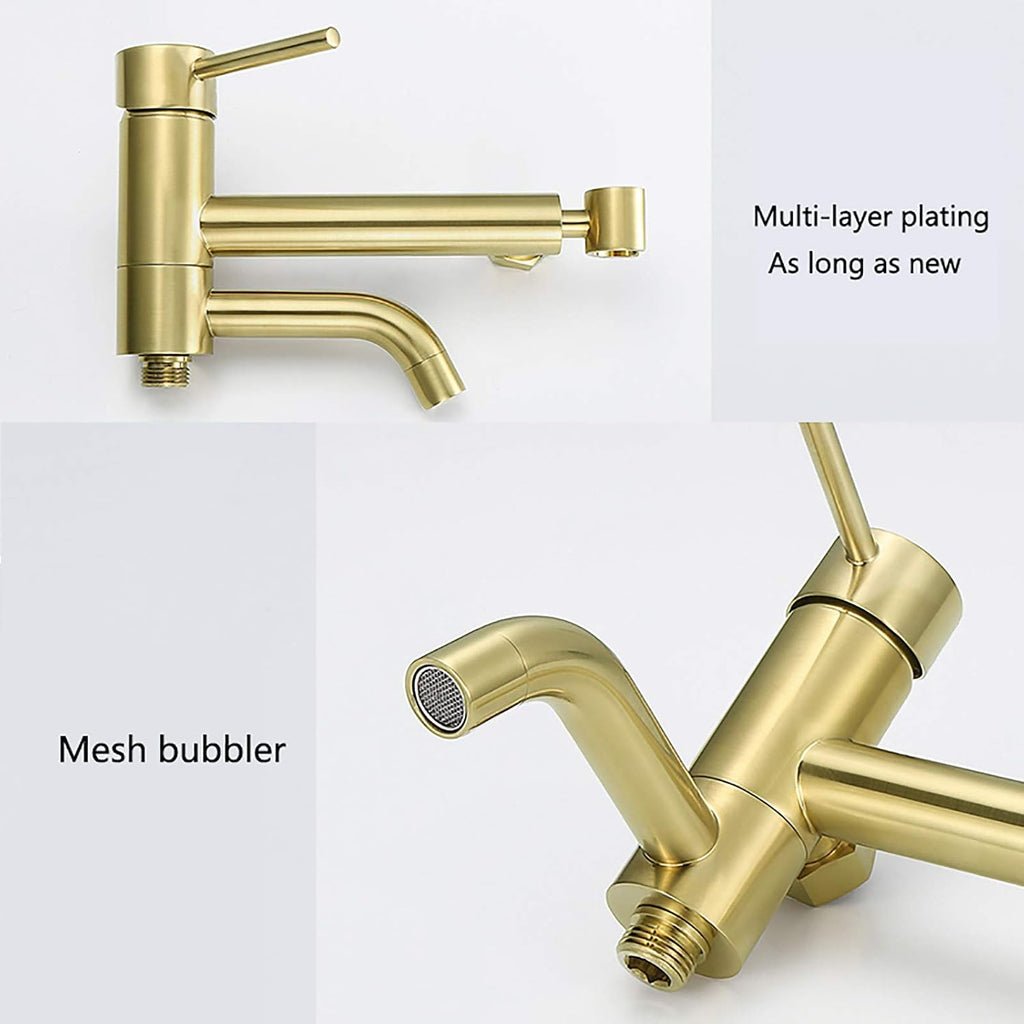 Wall Mounted Handheld Bidet Sprayer for Toilet, Brass Bathroom Cloth Diaper Set with Cold and Hot Water, Brushed Gold Kit for Personal Hygiene,Type b(Type a)