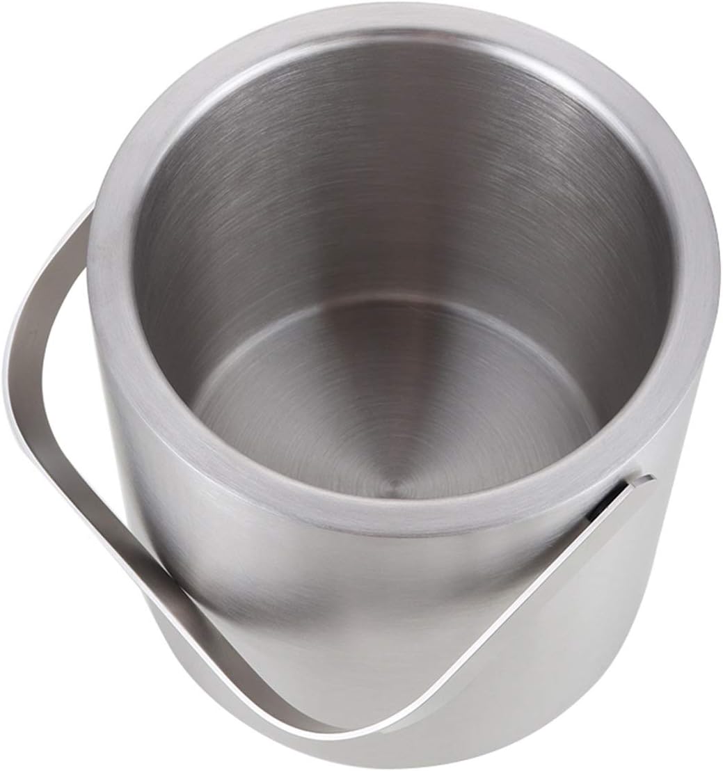 ice bucket, 130ml Ice Bucket Set Stainless Steel Ice Container Double Walled Ice Bucket Container with Tongs Tweezer Cooler