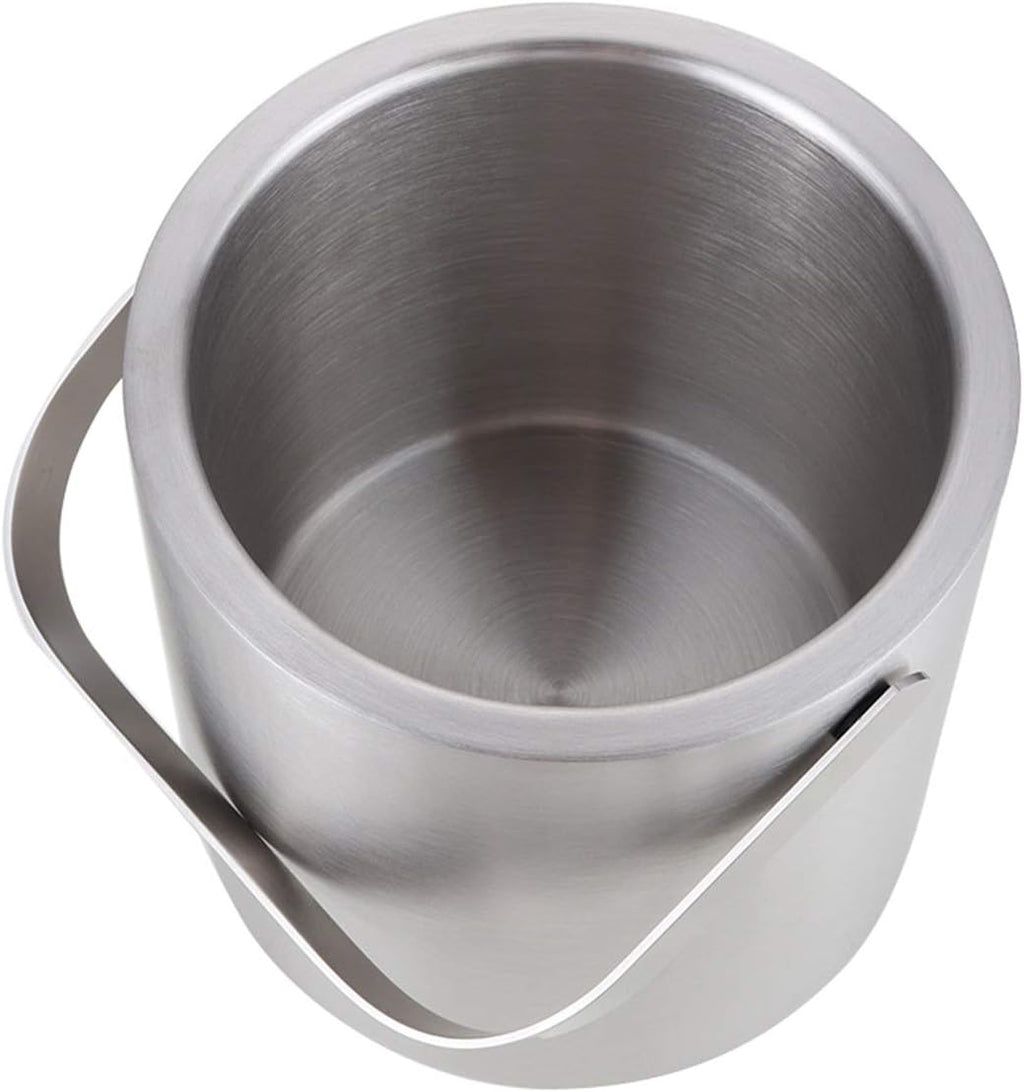 ice Bucket, 130ml Ice Bucket Set Stainless Steel Ice Container Double Walled Ice Bucket Container with Tongs Tweezer Cooler