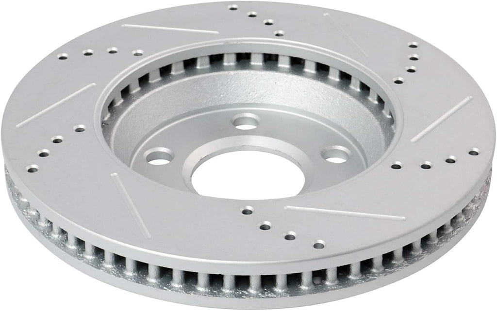 TRQ Performance Front Brake Pad and Rotor Set Ceramic G Coated Slotted Drilled Rotors Compatible with 2004 Pontiac Grand Prix