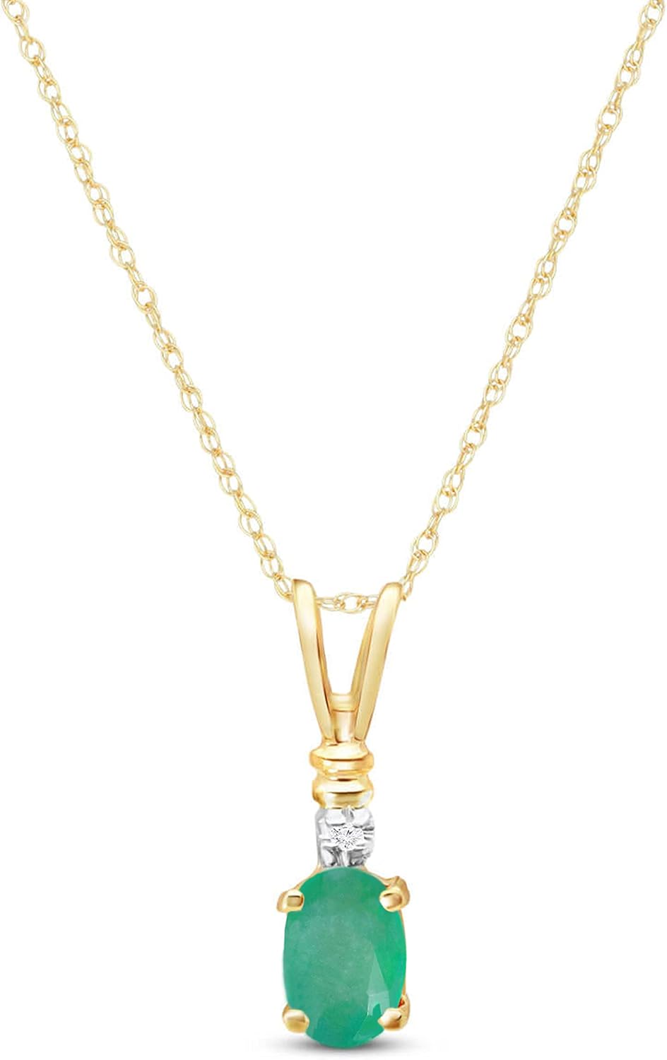 Galaxy Gold GG 14K Gold Necklace with Natural Diamond and Emerald