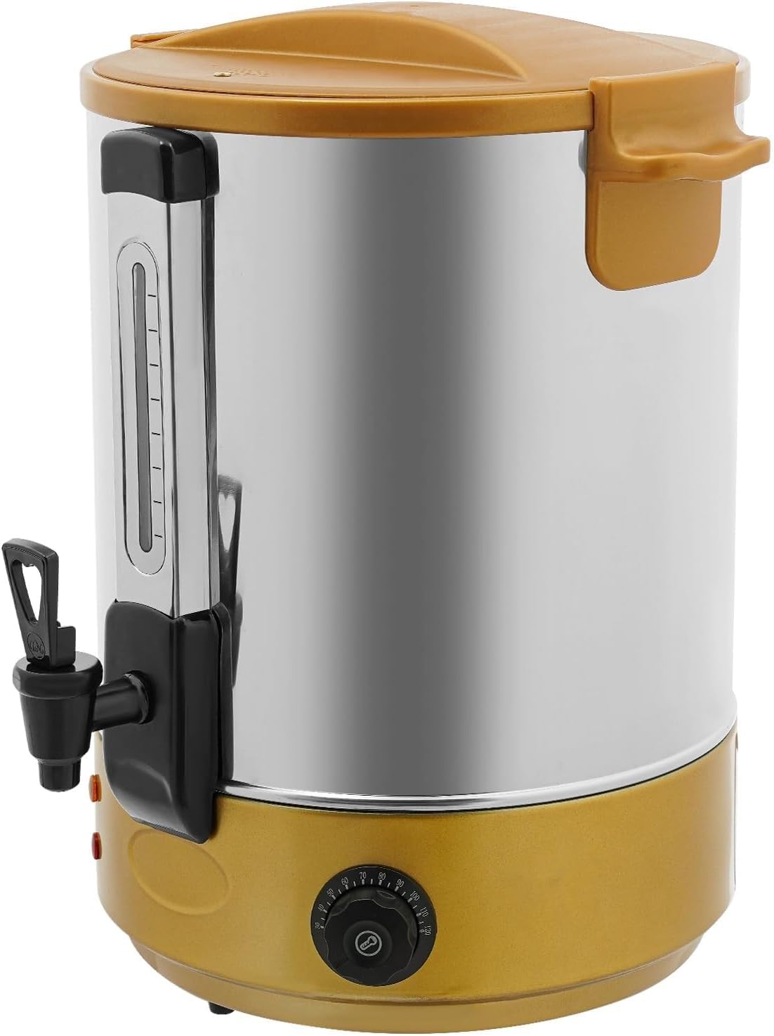 Commercial Coffee Urn, 2800W Stainless Steel Hot Beverage Dispenser with Faucet, Adjustable Temperature 86-230°F, Electric Hot Water Urn for Coffee Tea(Yellow)