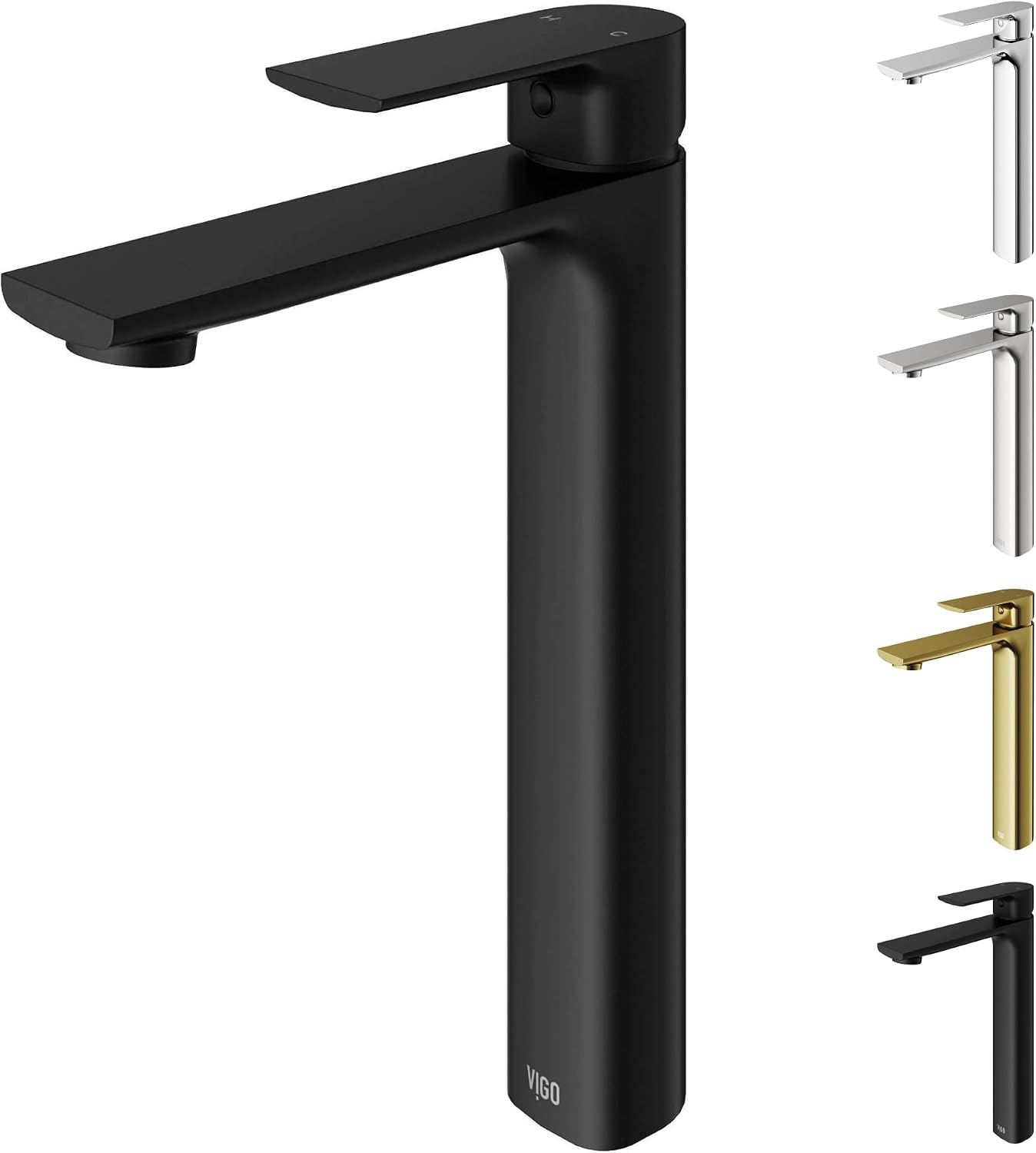 VIGO Norfolk Single-Handle Single-Hole Mount Vessel Bathroom Sink Faucet, 11-Inch, Matte Black, Modern Design, Solid Brass, 1.2 GPM WaterSense & Ceramic Disc Valve, Corrosion-Resistant