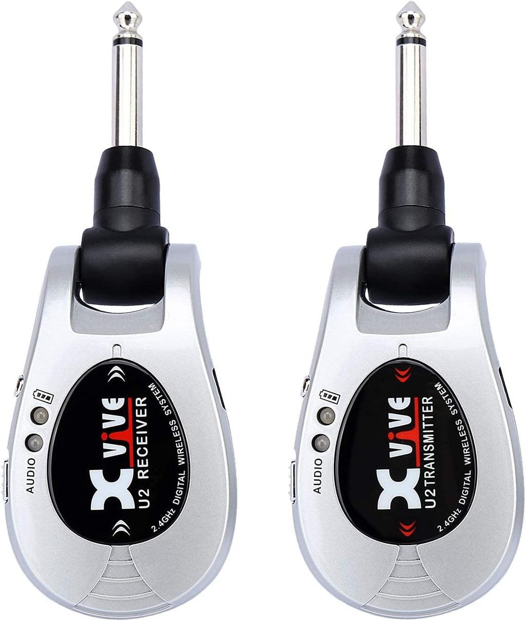 Xvive U2 rechargeable 2.4GHZ Wireless Guitar System - Digital Transmitter Receiver for Electric Guitar Bass Violin ( Silver )