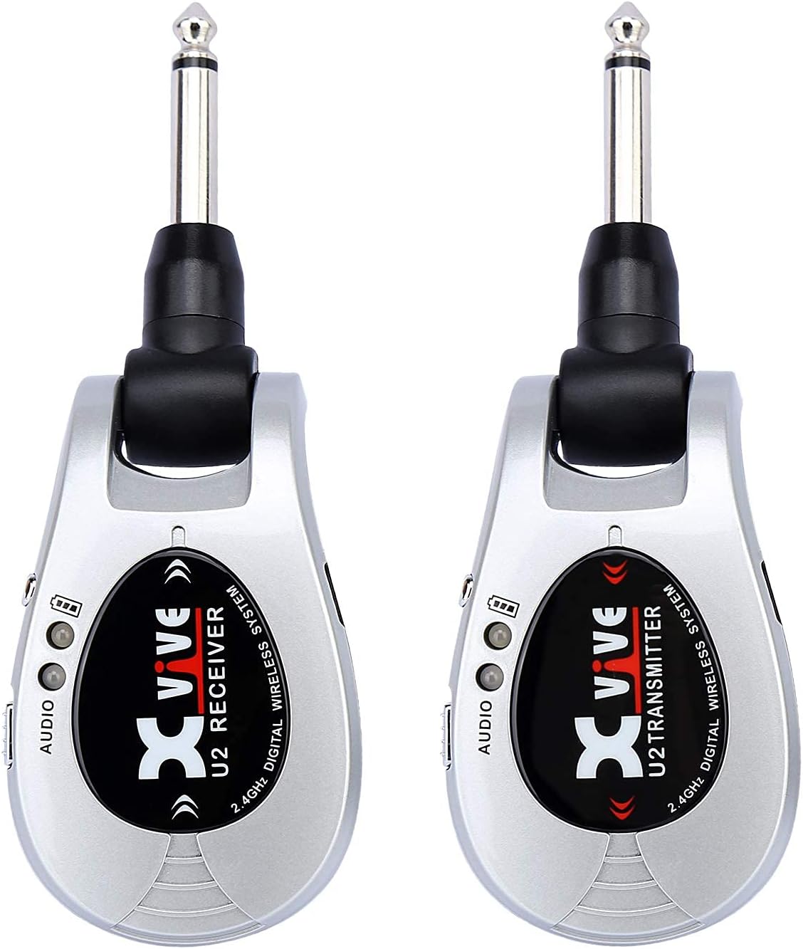 Xvive U2 rechargeable 2.4GHZ Wireless Guitar System - Digital Transmitter Receiver for Electric Guitar Bass Violin ( Silver )