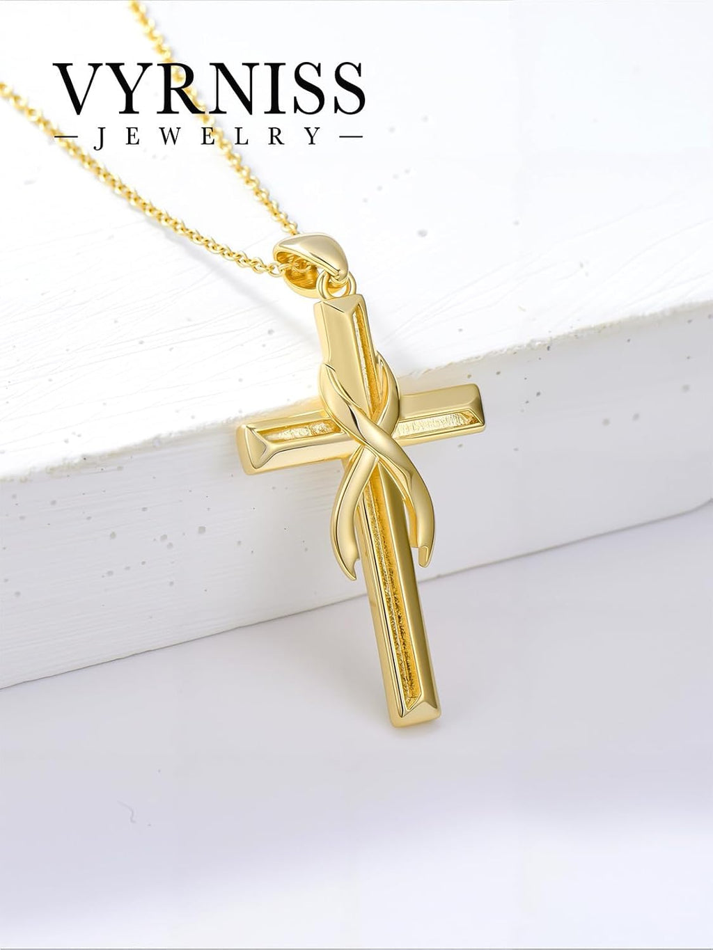 18K Gold Cross Pendant for Women Gold Cross Necklace 18K Gold Jewelry Religious Gift
