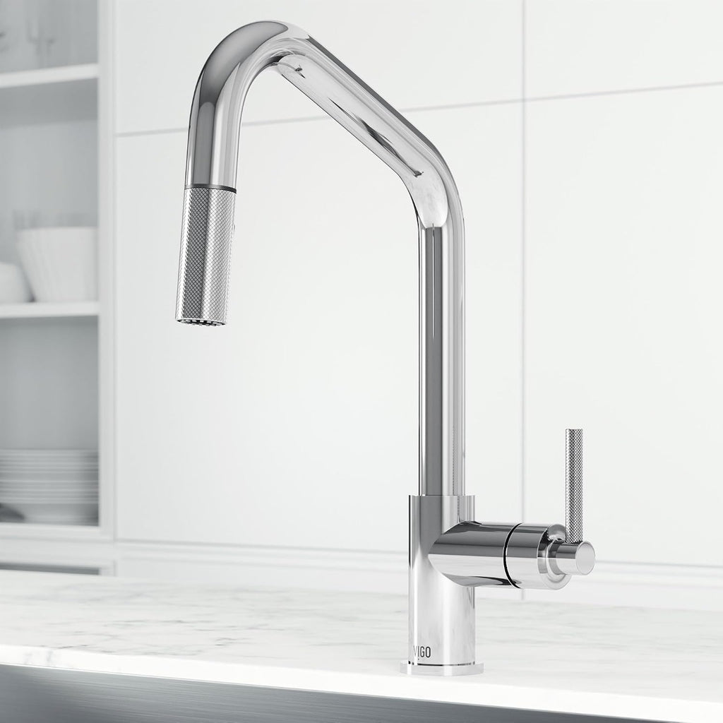 VIGO Utopia 15'' H Single Handle Pull-Down Sprayer Kitchen Bar Faucet in Chrome-VG02038CH