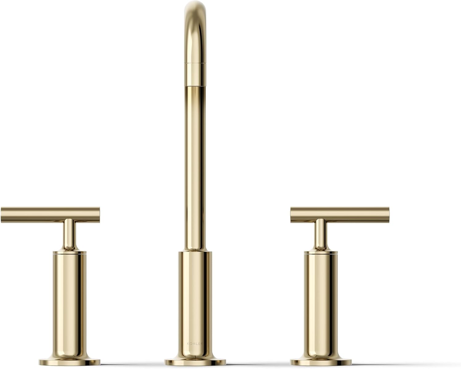 KOHLER K-14408-4-AF Purist® Widespread Bathroom Sink Faucet, 3-Hole, Widespread High Lever Handles and High Gooseneck Spout, 1.2 GPM, Vibrant French Gold