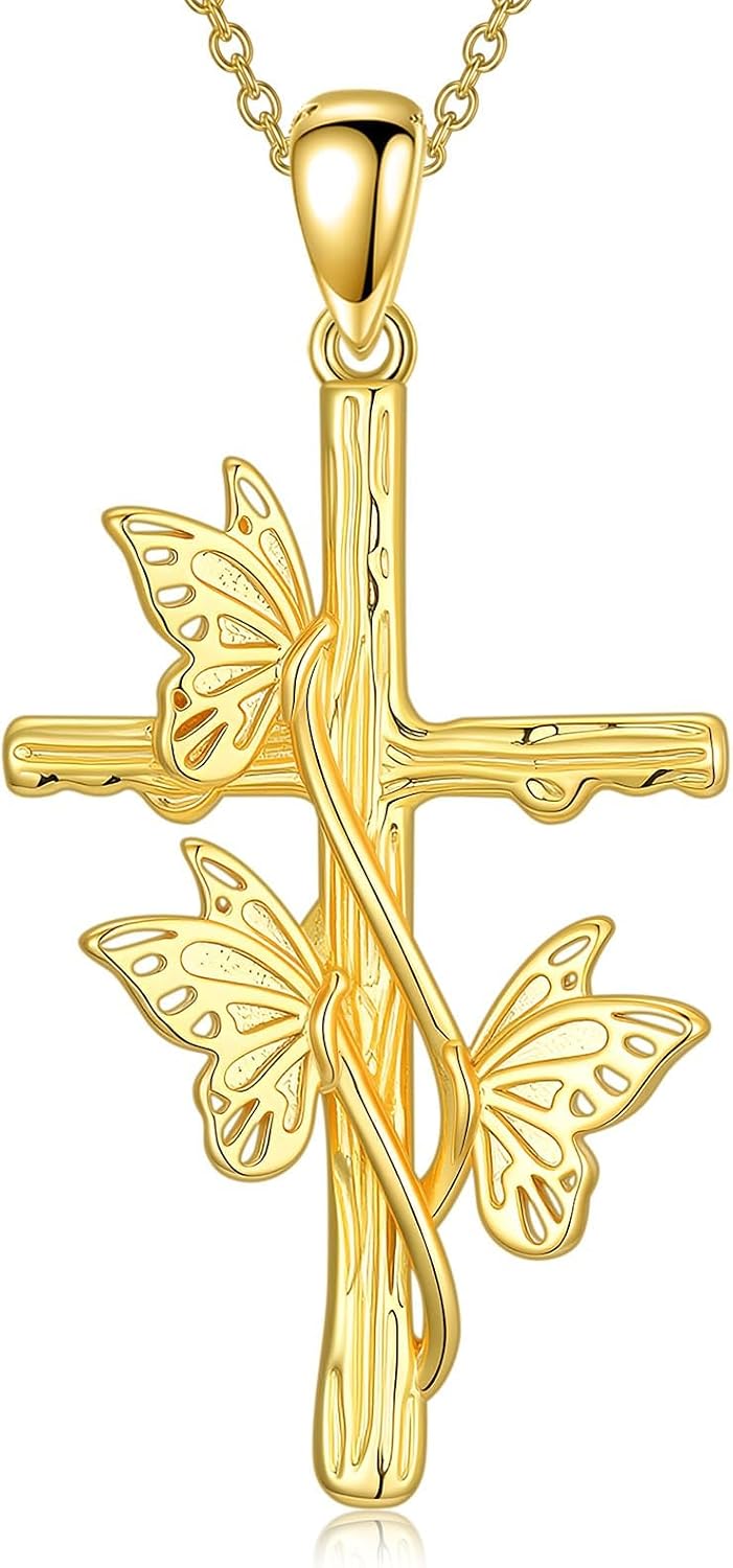 18K Gold Cross Pendant for Women Gold Cross Necklace 18K Gold Jewelry Religious Gift